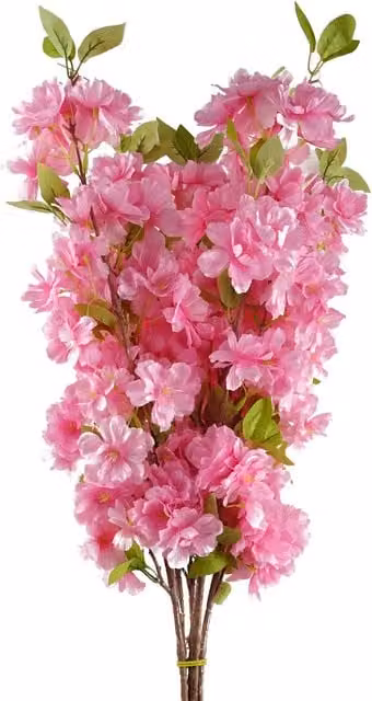 Pegdev Pack of 6 Pink and White Artificial Textile Blossom Stems, 100 cm Height, for Wedding and Tabletop Floral Arrangements – 1