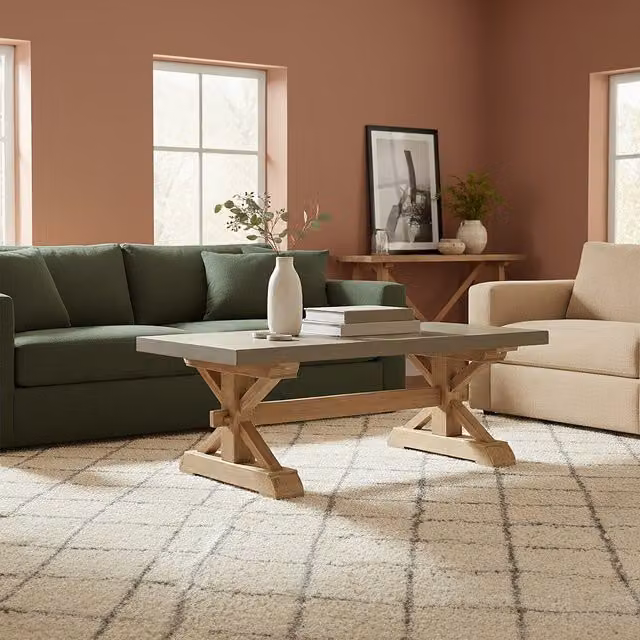 Premier Housewares Pompeii Rustic Wooden Coffee Table, Grey, W/D/H: 120 x 70 x 47 cm