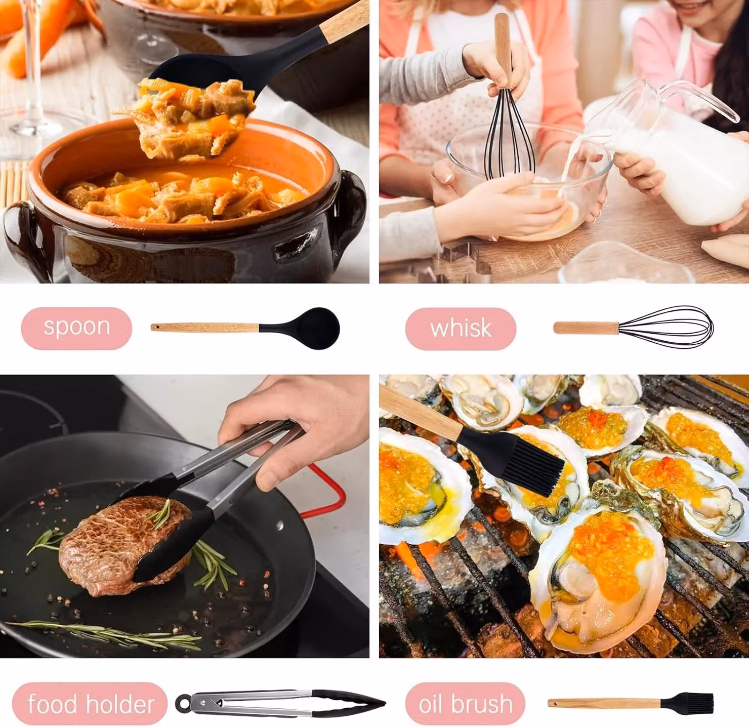 Dragodirect 12-Piece Heat-Resistant Silicone Cooking Utensil Set in Black – 7
