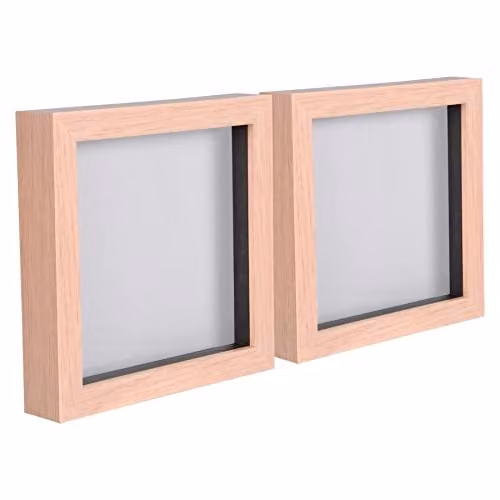 Nicola Spring 3D Shadow Box Photo Frames, Pack of 2, Brown, W/D/H: 15 x 15 x 3.5 cm