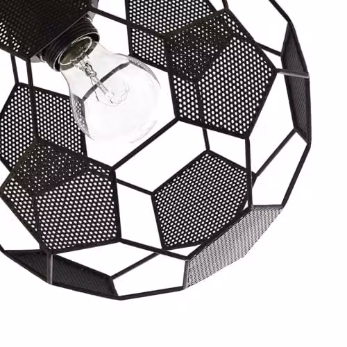 Happy Homewares Modern Matte Black Football Soccer Sphere Pendant Lamp Shade with Laser Cut Holes, W/D/H: 25 x 25 x 25 cm – 2