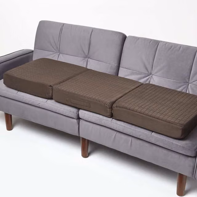 Homescapes Brown Velour Orthopaedic Foam Booster Cushion with Removable Cover