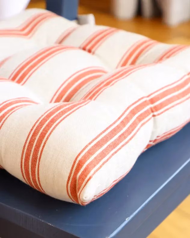 Dibor Set of 2 Red Striped Square Indoor Dining Chair Seat Pads, W/D/H: 40 x 40 x 40 cm – 3