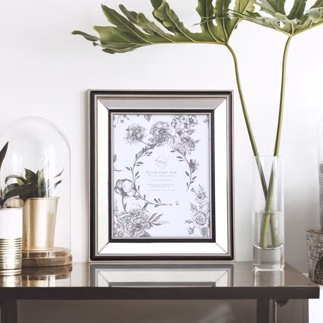 The Port. Co Gallery Mode Mirrored Single Rectangular Tabletop Photo Frame, White and Silver, W: 25.4 cm, H: 25.4 cm, D: 25.4 cm