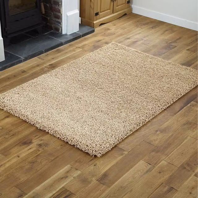 Smart Living Modern Shaggy Rug in Beige, W: 160 cm x D: 230 cm
