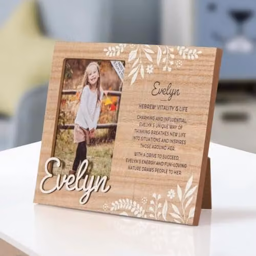 History & Heraldry Evelyn Pre-personalised Child's Picture Frame, Brown, W: 11 cm, H: 8.5 cm – 1
