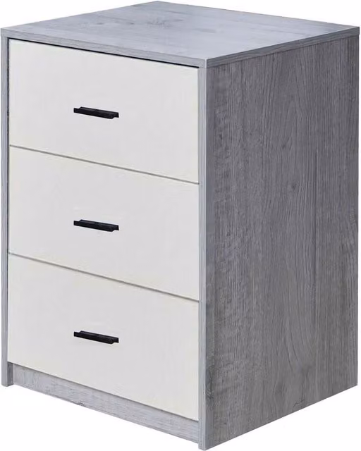 URBNLIVING Modern Wooden Bedside Cabinet in Grey and White