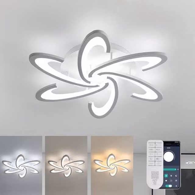 Goeco Modern Dimmable LED Ceiling Light in White with Remote Control and App, 54W – 1