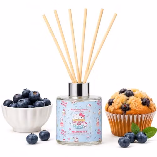 Hello Kitty Blueberry Muffin Reed Diffuser Collection, 100ml Floral and Fruity Fragrance Oil