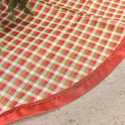 Melody Maison Red, Beige and Green Checked Print Christmas Tree Skirt – 2