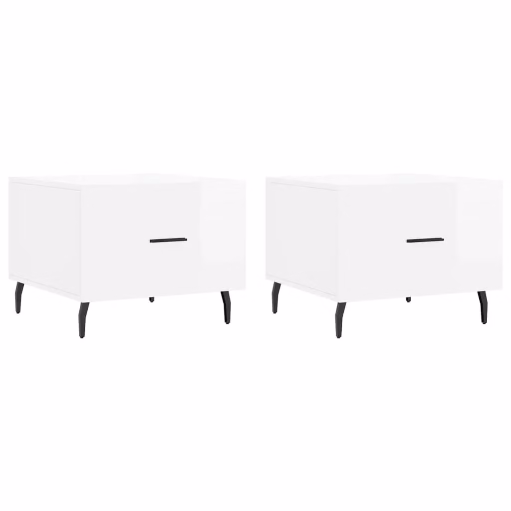 Berkfield Home Set of 2 High Gloss White Square Coffee Tables W/D/H: 50 x 50 x 40 cm – 2