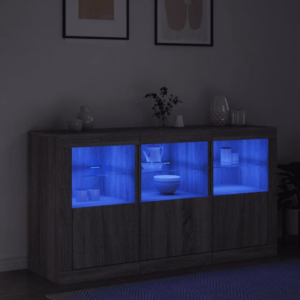 Berkfield Home Modern Grey Sonoma Sideboard with Integrated LED Lights, W/D/H: 123 x 37 x 67 cm – 3