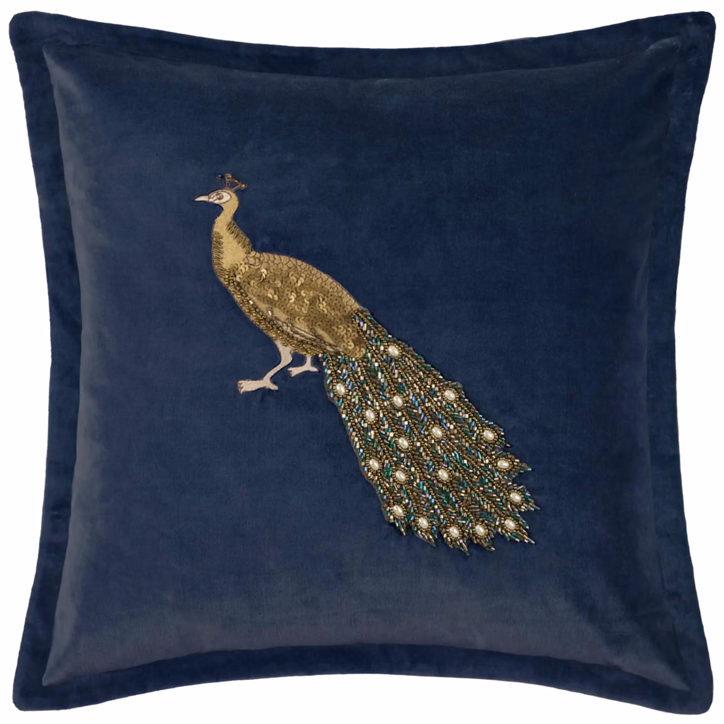 Voyage Maison Mayura Feather Filled Velvet Cushion in Blue, W/D/H: 55 x 55 x 55 cm – 2