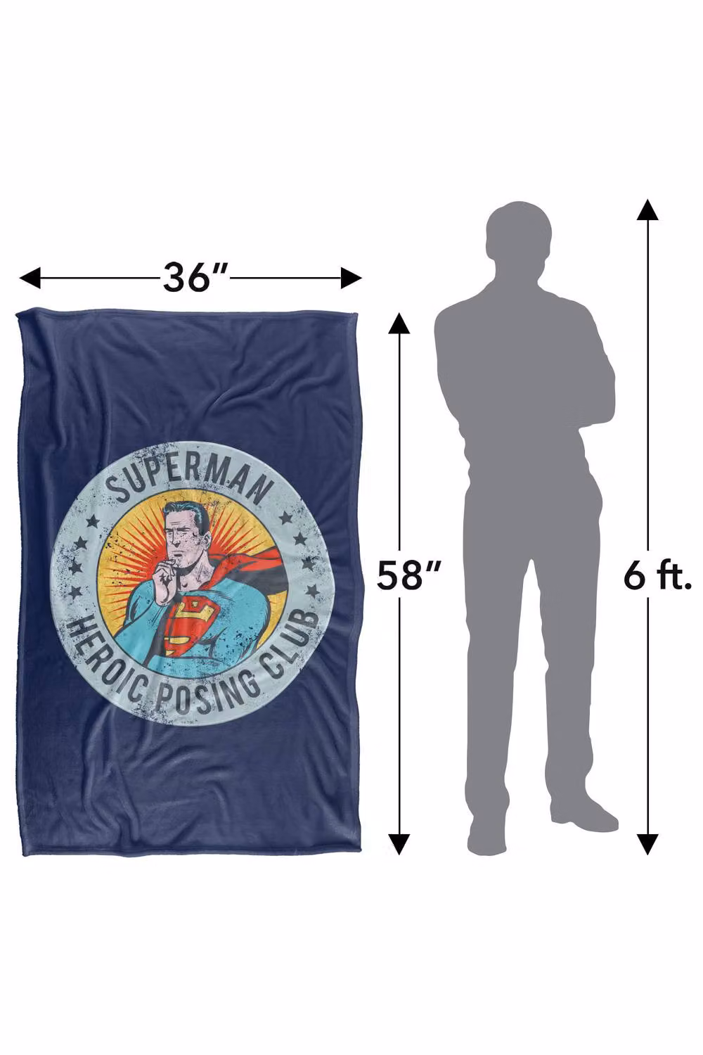 LOGOVISION Superman Heroic Posing Club Silky Touch Super Soft Fleece Throw Blanket, Multicolour, W: 152 cm, D: 127 cm – 8