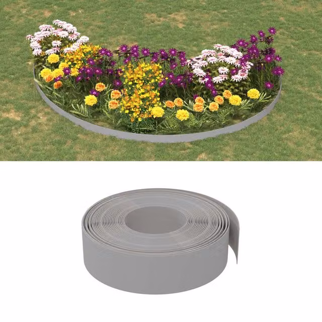 Berkfield Grey Polyethylene Garden Edging, 10 m Length