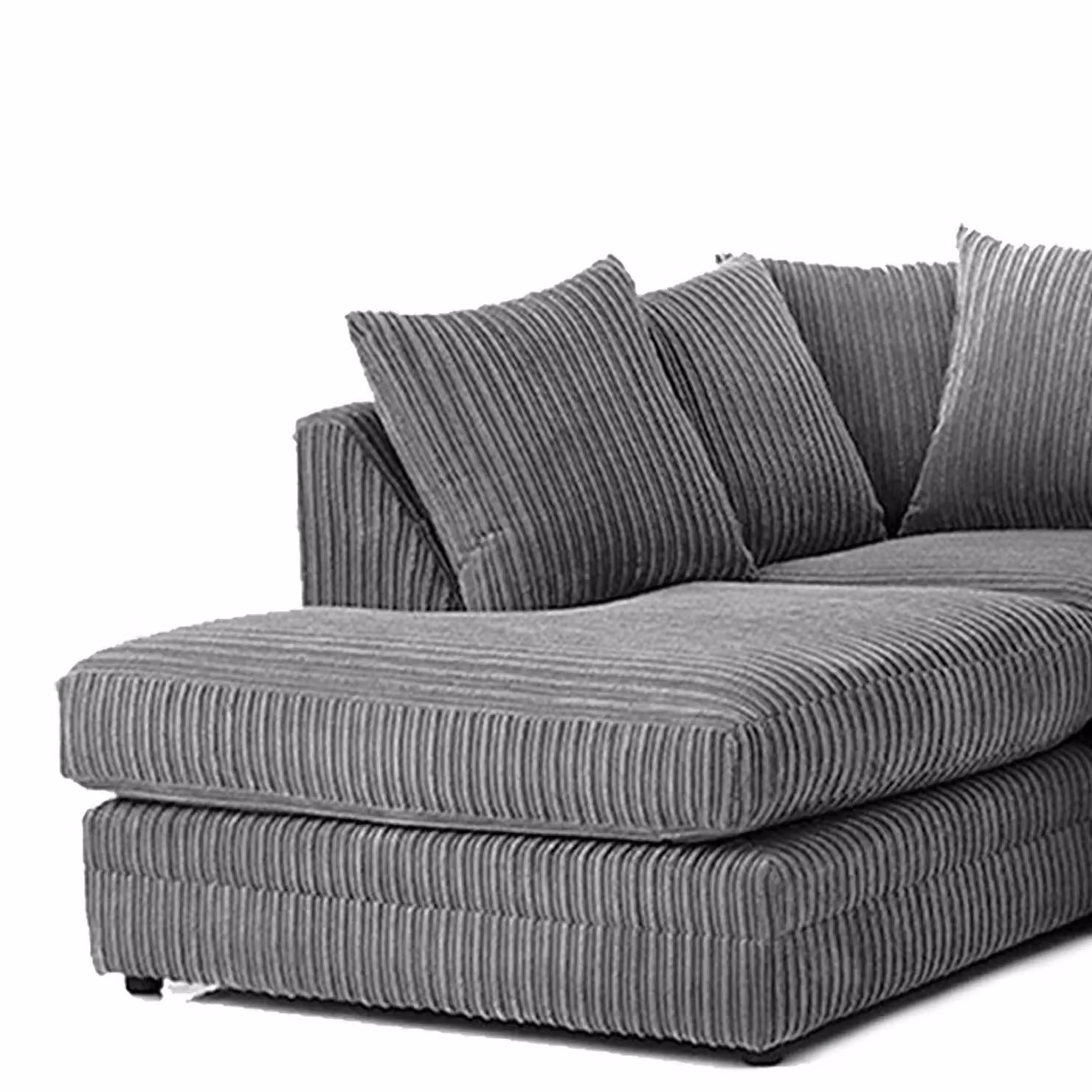 Luxor Living Grey Jumbo Cord 5 Seater L-Shape Corner Sofa with Left Hand Facing Orientation – 2