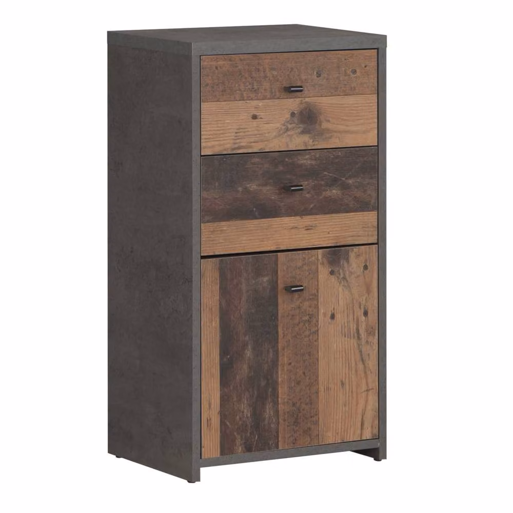 Wyld Haus Willowmere Industrial Wood Storage Cabinet in Grey with 2 Drawers and 1 Door – 2
