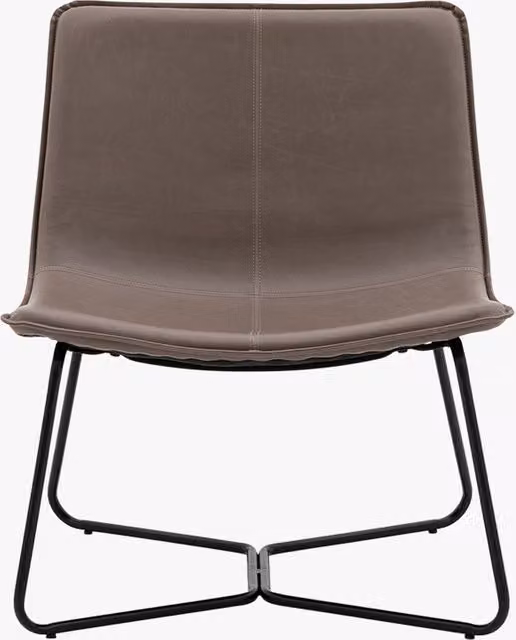 Perch & Parrow Weyburn Lounge Shell Chair in Grey Pebble and Ember with Synthetic Leather and Metal Legs