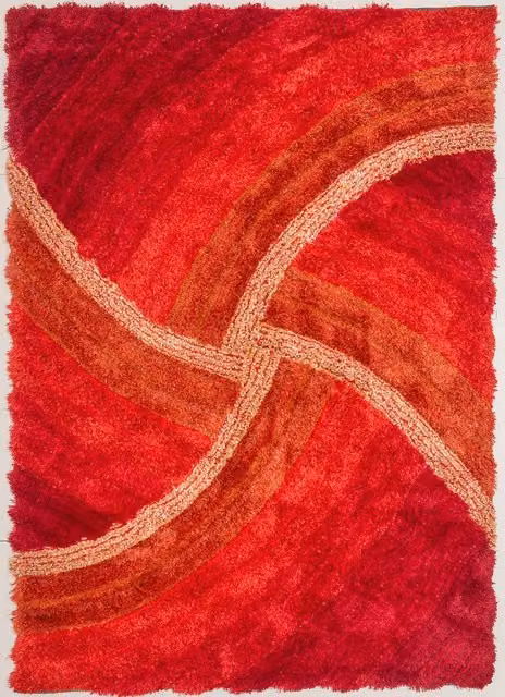 Rugstyle 3D Shaggy Stella Abstract Modern Rug in Red, W: 160 cm, D: 230 cm
