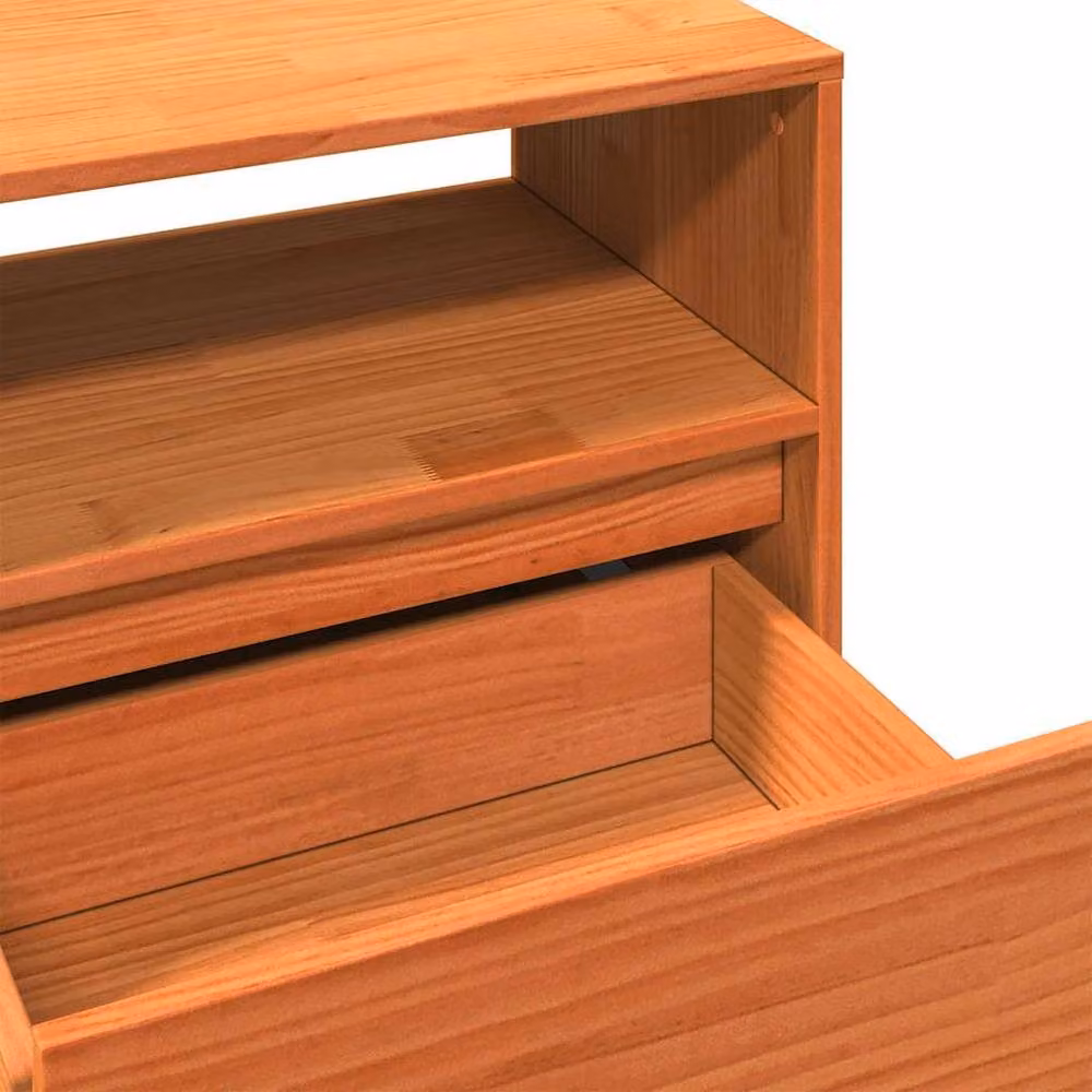 Berkfield Home Wax Brown Solid Wood Pine TV Cabinet, W/D/H: 140 x 37 x 50 cm – 6