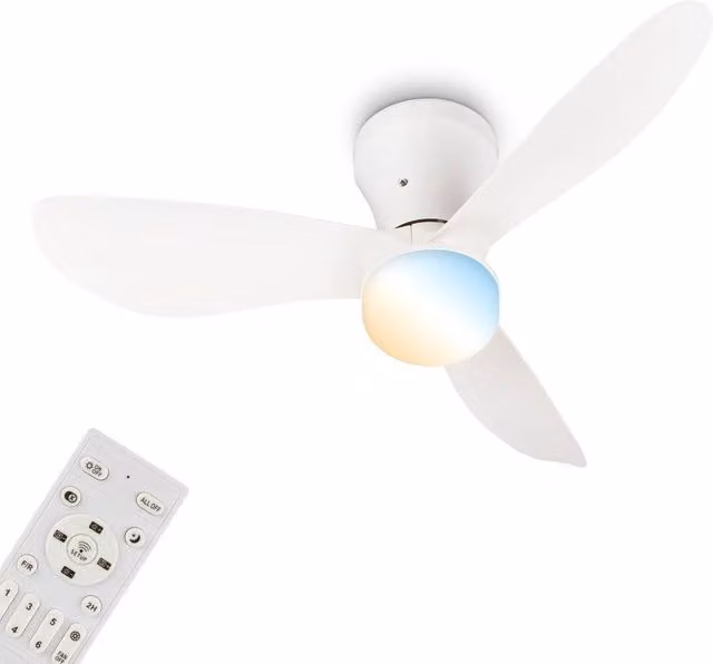 Briloner White LED Ceiling Fan with Remote Control, Dimmable CCT Adjustable Light and Timer