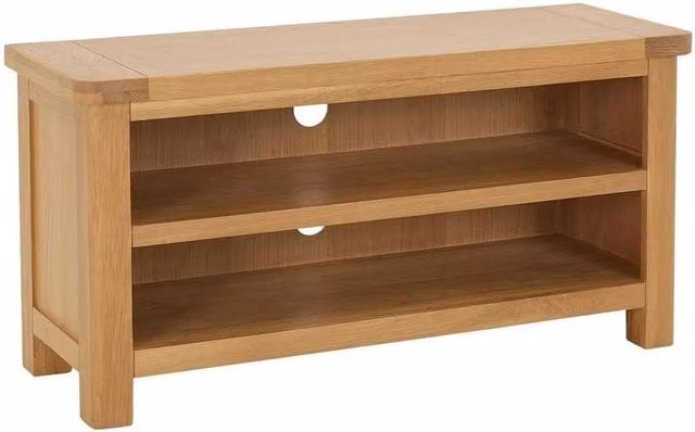 FORGEVIO Modern Small TV Unit Stand in Light Oak Beige Wood Finish – 1