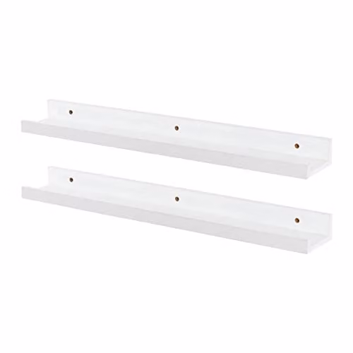 Harbour Housewares Pack of 2 White Floating Picture Ledge Wall Shelves, Width: 57 cm – 1