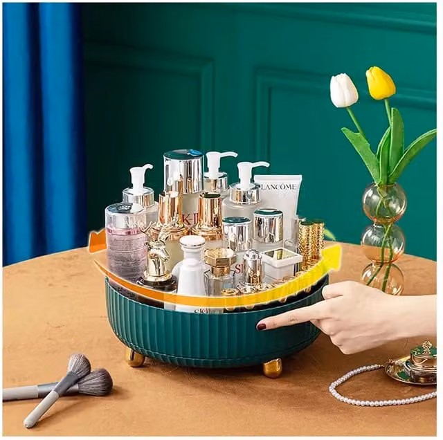 Dragodirect 360 Rotating Storage Rack Turntable Organizer for Kitchen and Cosmetics in Green – 1