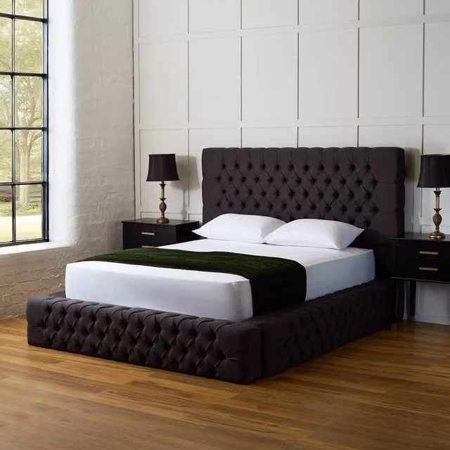Paradise Beds Buckingham Grand Ottoman Bed Set in Black, Small Double