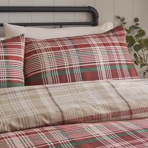J Rosenthal & Son Red Checked Flannelette Cotton Duvet Cover and Pillowcase Set – 2