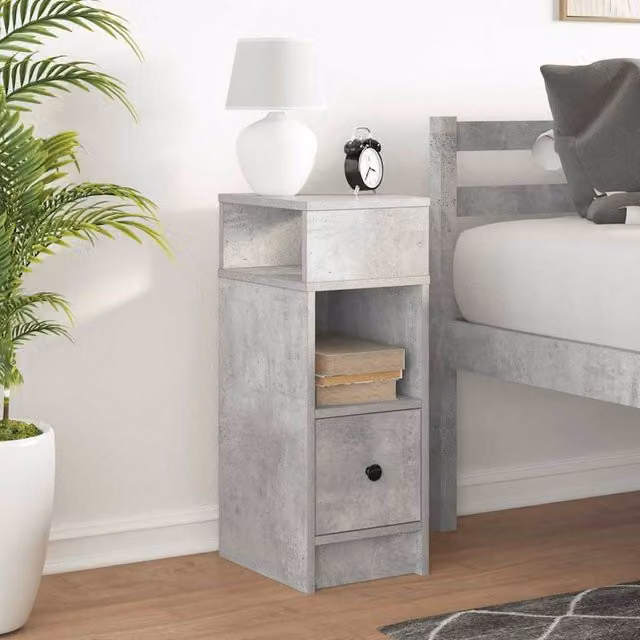 Berkfield Home Durable Bedside Cabinet with Drawer in Concrete Grey, W/D/H: 25 x 31 x 66 cm – 1