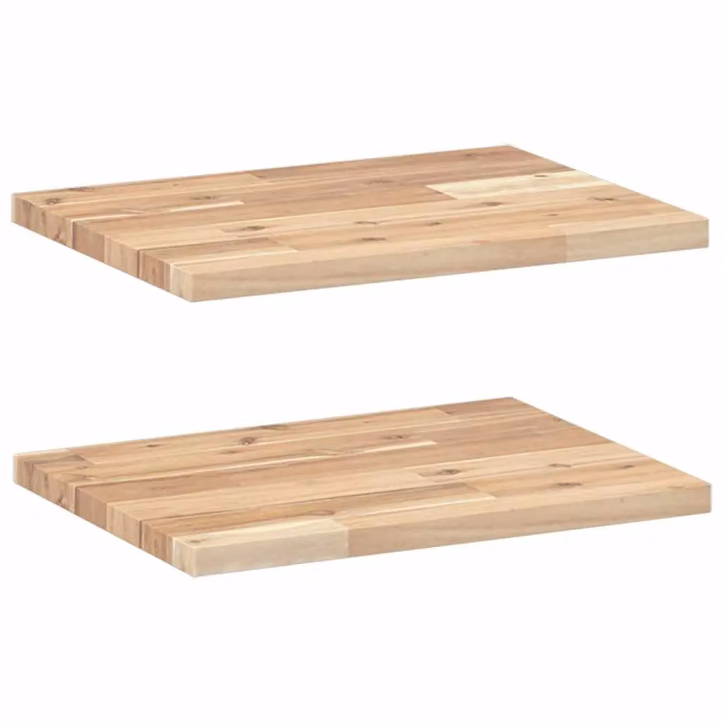 Berkfield Home Set of 2 Floating Shelves in Brown Untreated Solid Acacia Wood, W: 40 cm, D: 30 cm, H: 2 cm