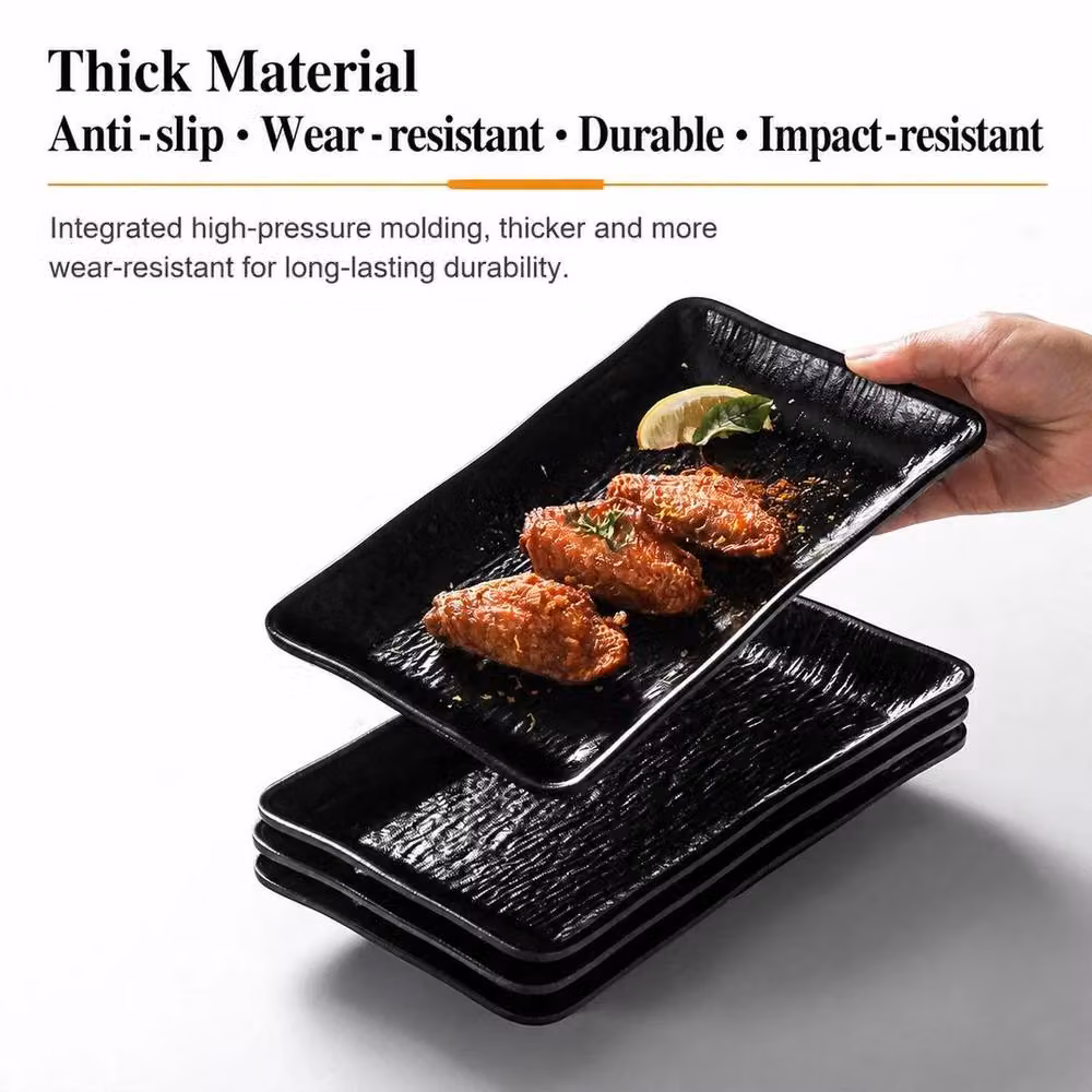 Pawnora Black Plastic Rectangle Dinner Plate, W: 26 cm, D: 18 cm – 5