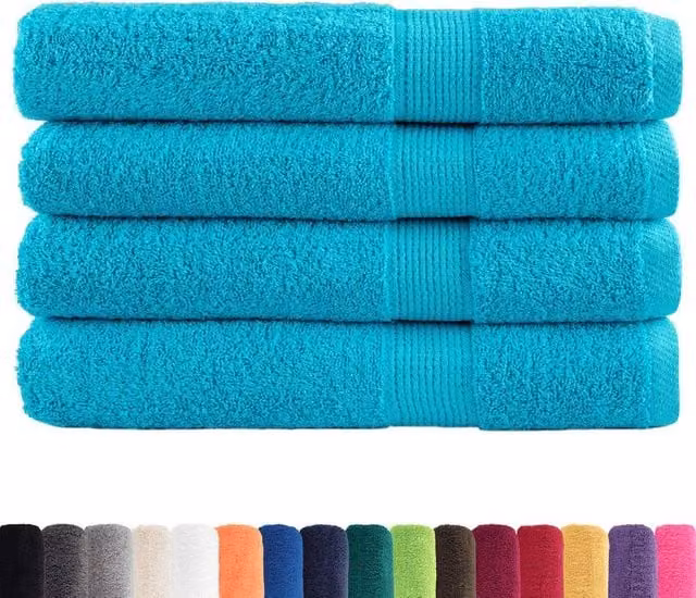 Berkfield Home SOLUND Premium Cotton Terry Towels, 4 Piece Set, Turquoise, W: 100 cm, L: 200 cm, 600 gsm – 1