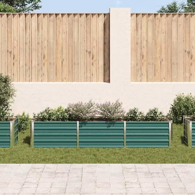 Berkfield Home Garden Galvanised Steel Raised Bed in Green, W: 240 cm, D: 40 cm, H: 45 cm