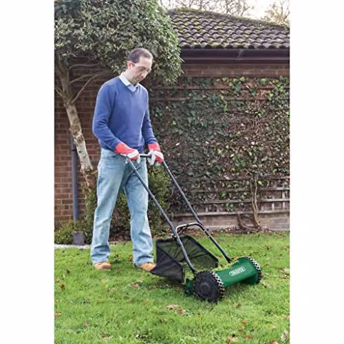 Draper 84749 Green Manual Hand Push Lawn Mower with Fixed Blade and Collection Bag, 380 mm – 2