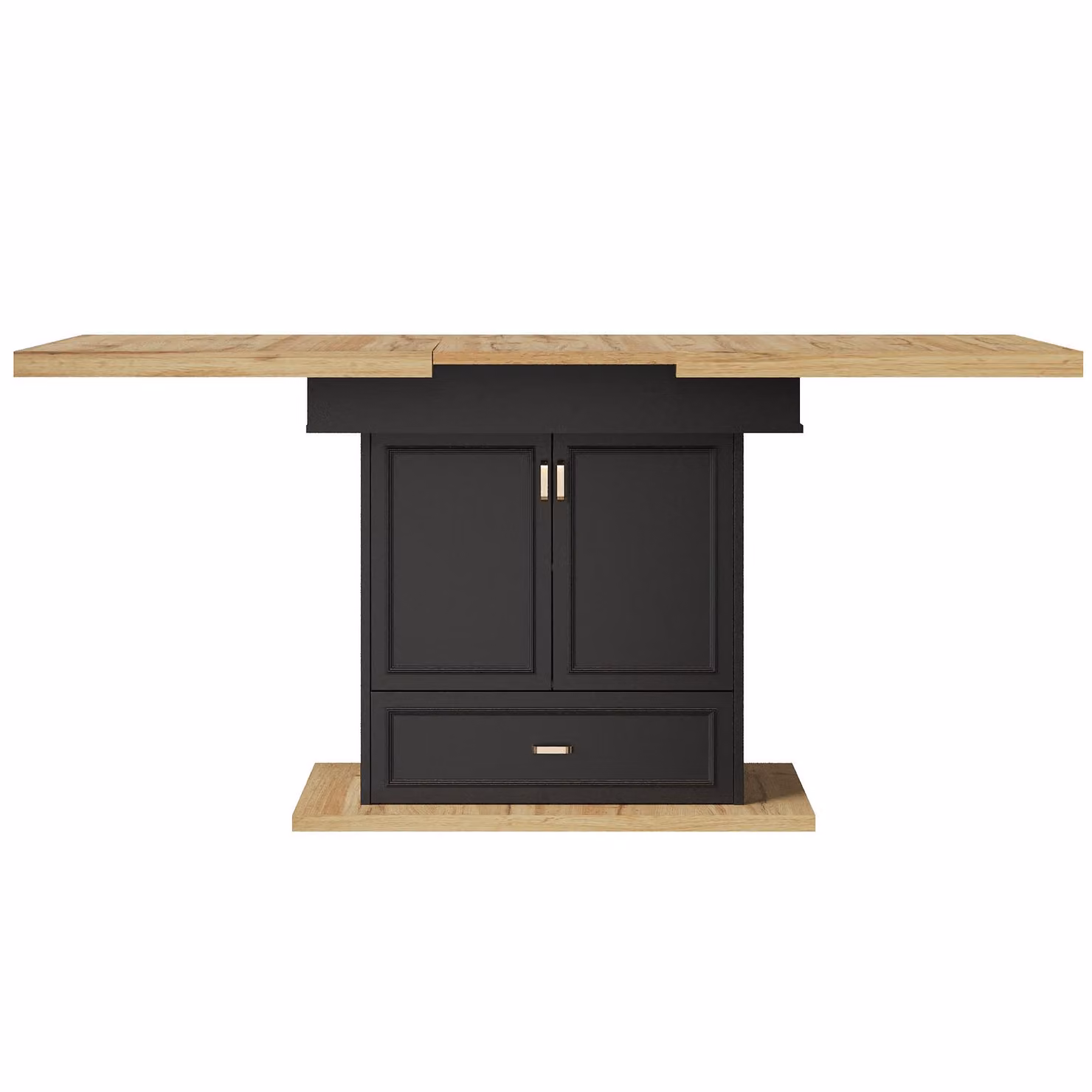 Aosom UK Lockable Telescopic Kitchen Table with Wood-Grain MDF Top and Concealed Storage, Black, W: 80 cm, D: 110 cm, H: 75 cm – 2