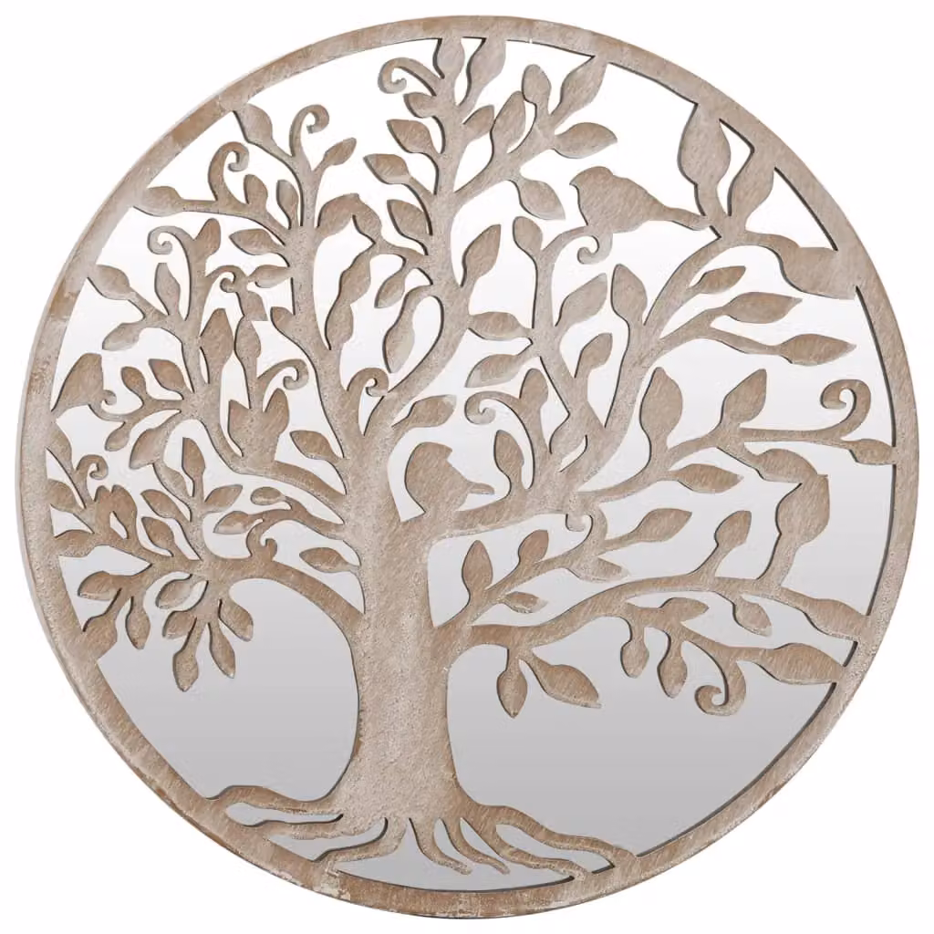Berkfield Round Metal Garden Wall Mirror in Sand Beige, Diameter: 60 cm, Depth: 2.5 cm – 2