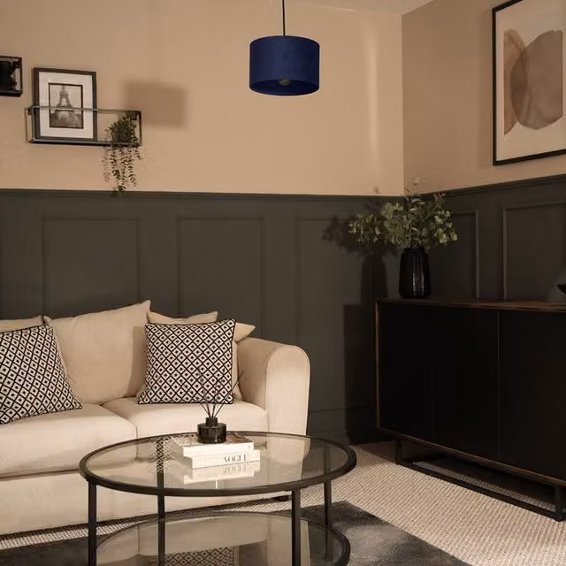 ValueLights Reni Blue Velvet Drum Light Shade