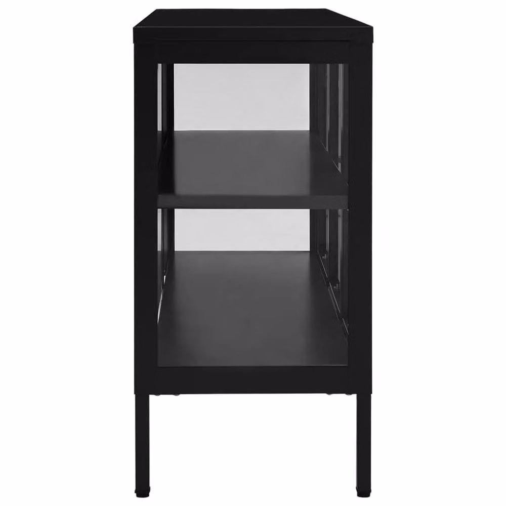 Berkfield Home Black Matt Steel and Glass Sideboard W/D/H: 105 x 35 x 70 cm – 4