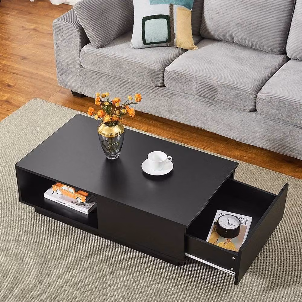 KORVIXA Modern Square Coffee Table in Black and White, W/D/H: 100 x 100 x 100 cm – 4