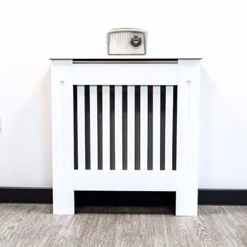 Airwave Vertical Line Style White MDF Radiator Cover (Small) W/D/H: 81.5 x 78.0 x 19.0 cm – 2