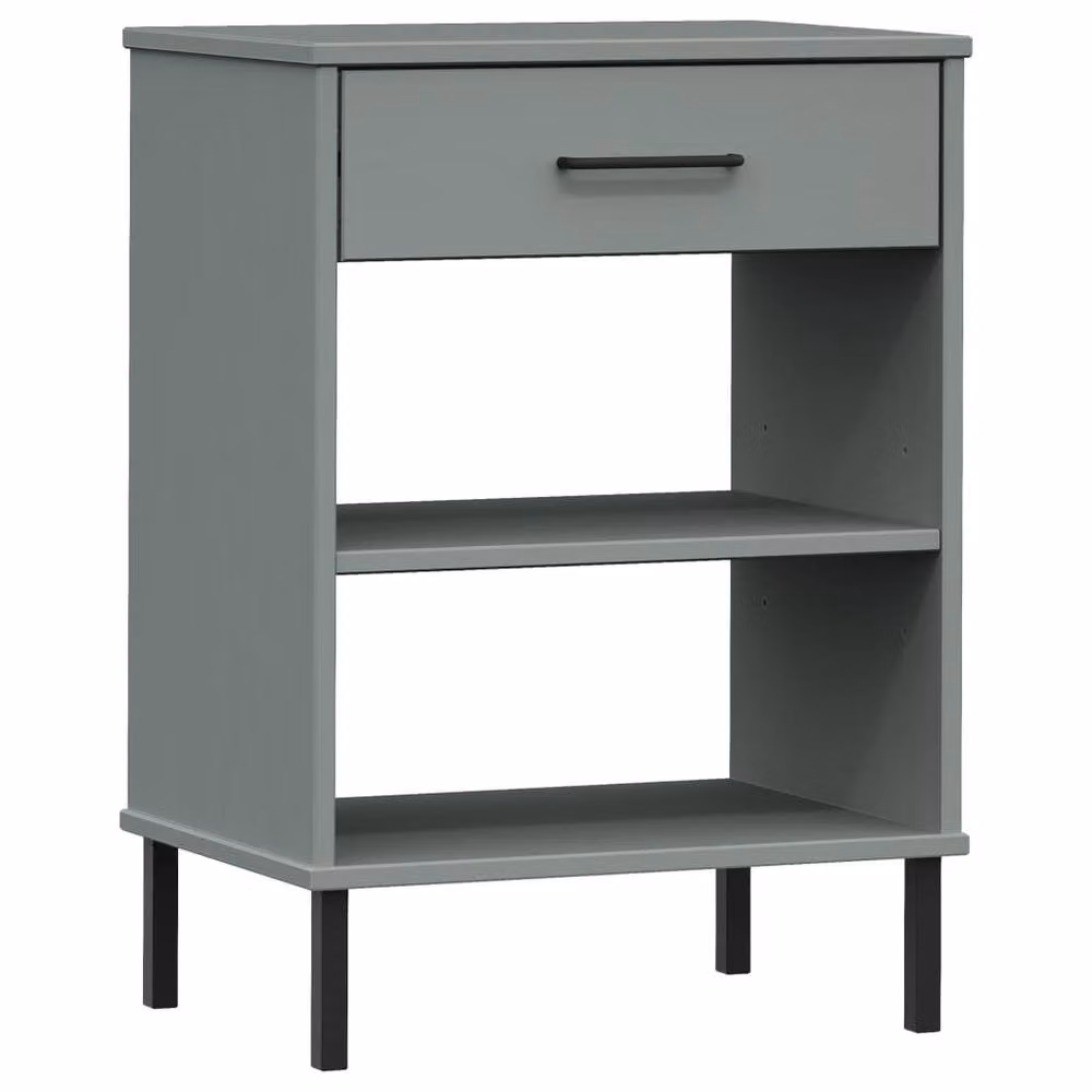 Berkfield Home Oslo Grey Solid Wood Pine Console Cabinet with Metal Legs – 2