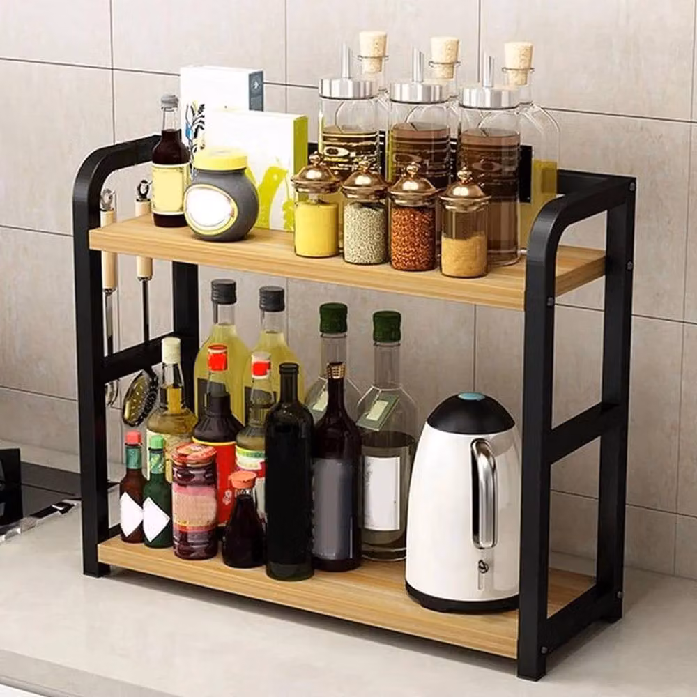 KORVIXA 2 Layer Multipurpose Metal Countertop Kitchen Rack Organizer in Black – 4