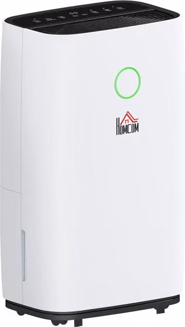 HOMCOM Portable Quiet Dehumidifier in White, 20L/Day Capacity with 4000ml Tank and 3 Modes – 1