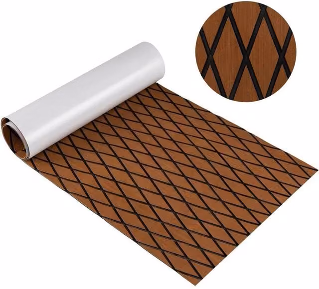 Kelvenix Brown Geometric EVA Foam Anti-Slip Boat Decking Sheet, W: 52 cm, L: 1000 cm – 1