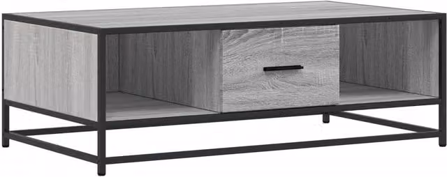 Berkfield Home Grey Sonoma Coffee Table with Metal Sled Base, W: 100 cm, D: 57 cm, H: 35 cm