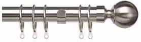 New Edge Blinds 25-28mm Ball End Metal Curtain Pole Set in Satin Silver, Size: 120 cm - 210 cm