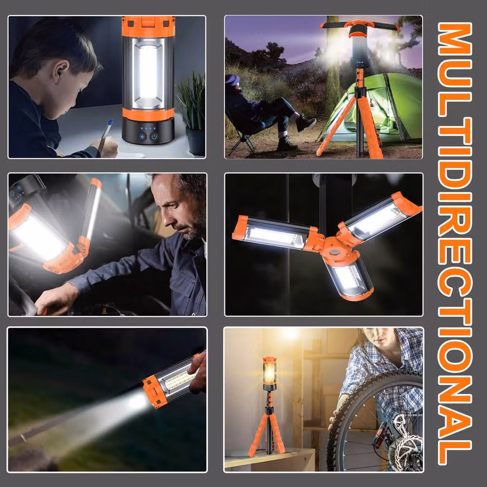Crystals Rechargeable LED Tripod Work Light and Emergency Lamp in Orange – 2