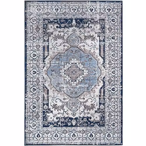 The Rugs Vintage Oriental Navy Medallion Area Rug, W: 200 cm, D: 290 cm – 2